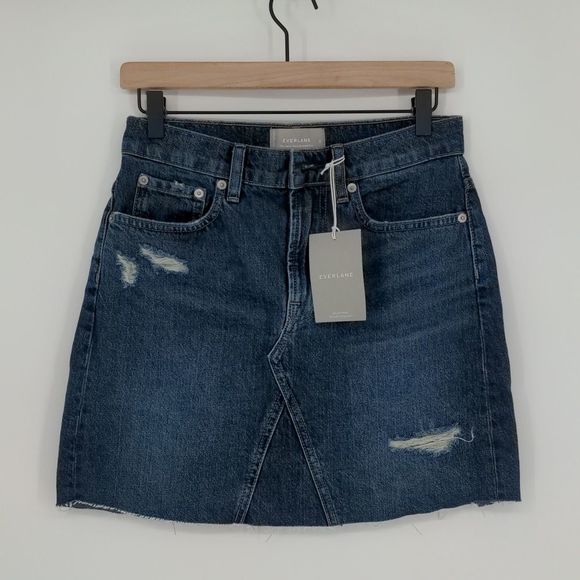 Everlane Dresses & Skirts - Everlane Women's The Denim‎ Reconstructed Skirt Size 26 Distressed Medium Wash